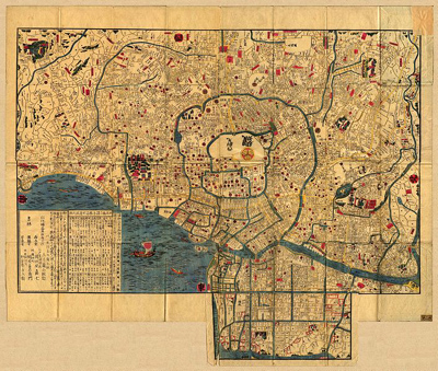 Map of Edo (now Tokyo) circa 1850 AD